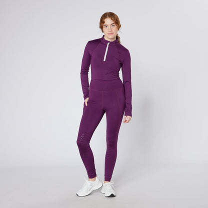 CAMEO CORE COLLECTION TIGHTS AUBERGINE: Women's Riding Tights with CameoGrip, Phone Pocket, Equestrian Apparel by Equiflair