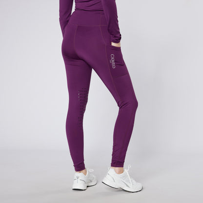 CAMEO CORE COLLECTION Riding Tights - Aubergine, Equestrian Apparel, Women's Leggings, CameoGrip Knee, Technical Fabric, Phone Pocket