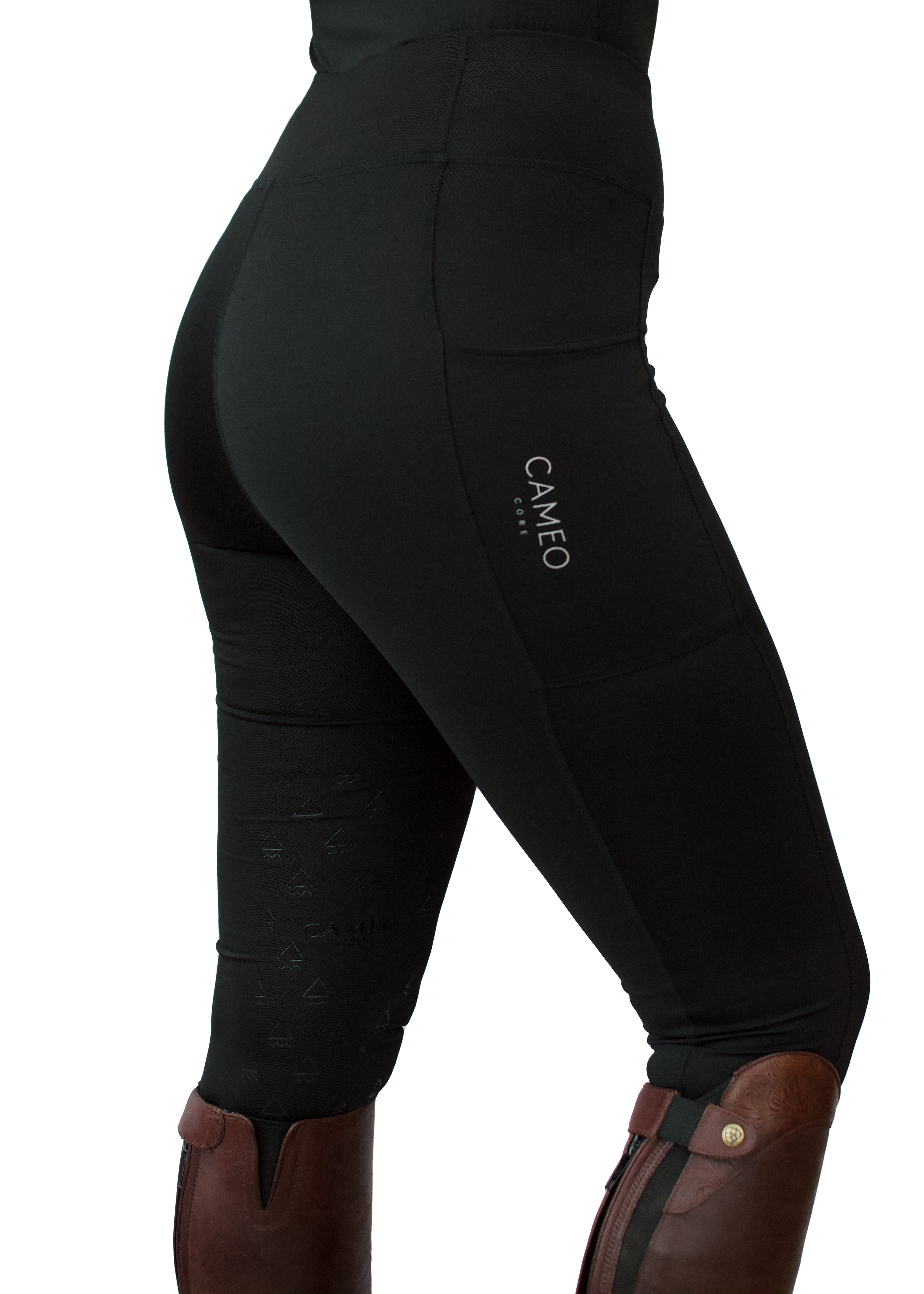 CAMEO CORE Black Riding Tights: Equiflair Equestrian Apparel - Comfortable, Technical Fabric, & CameoGrip Knee Silicone