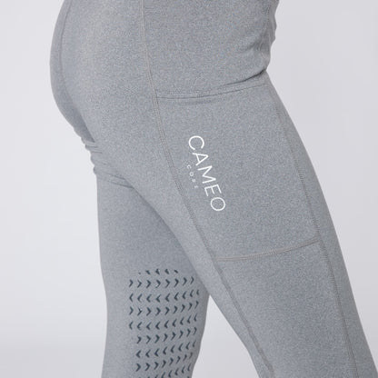 Marl Grey Riding Tights - Cameo Core Collection. Equestrian Apparel, Silicone Knee Grip, Phone Pocket. Comfortable & Stylish.