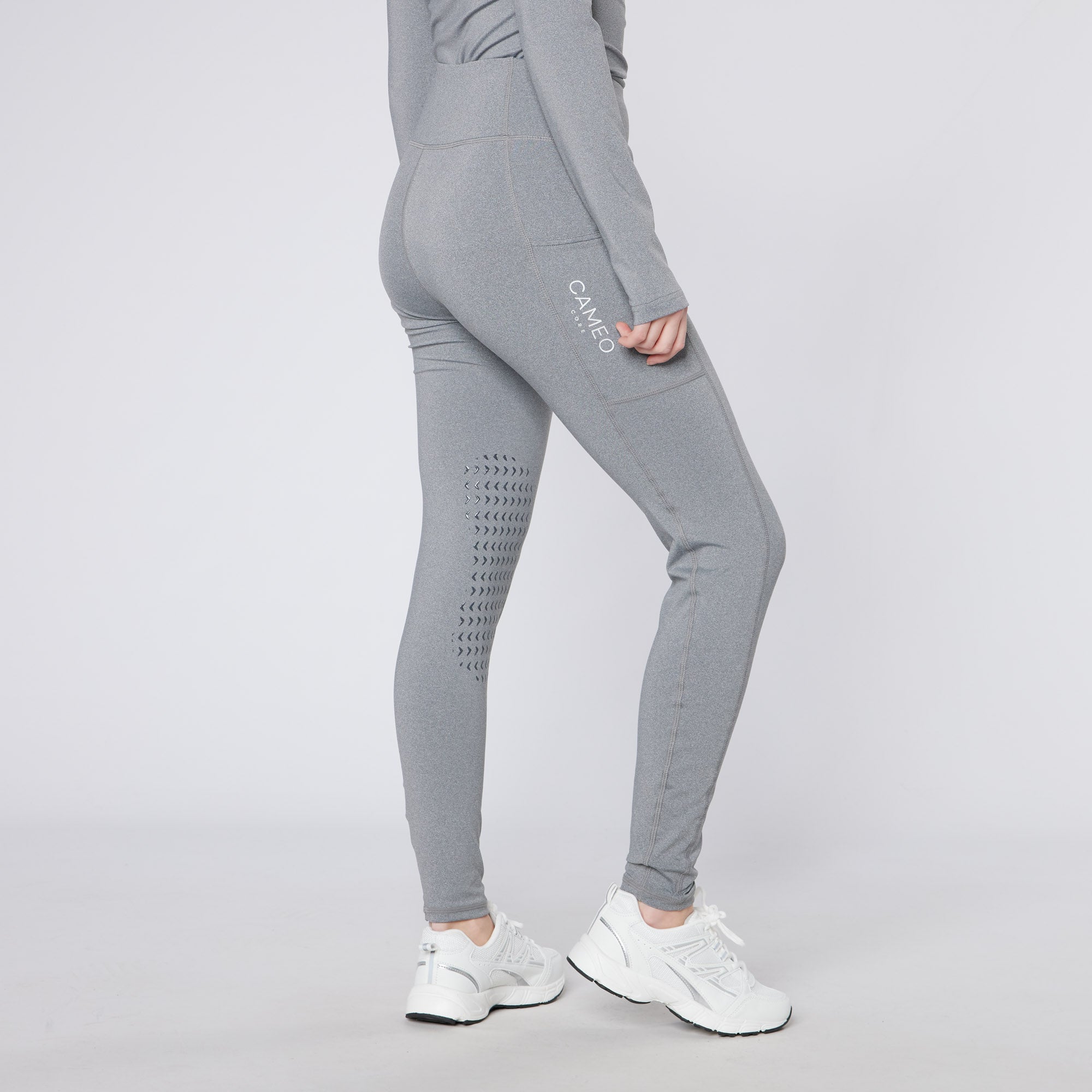 Cameo Core Collection Riding Tights Marl: Women's Equestrian Leggings with Grip Knee & Phone Pocket