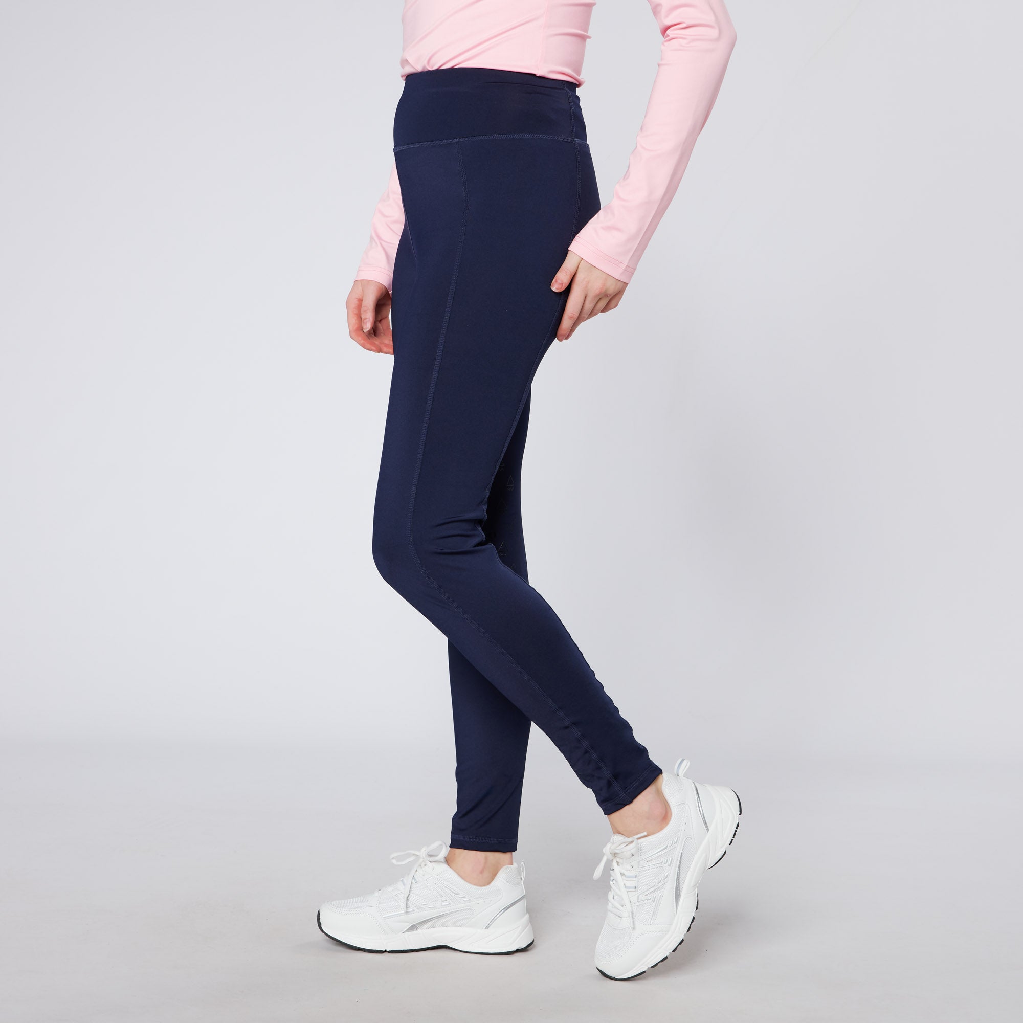 Equiflair Cameo Core Collection navy riding tights for women with CameoGrip knee, athletic apparel.