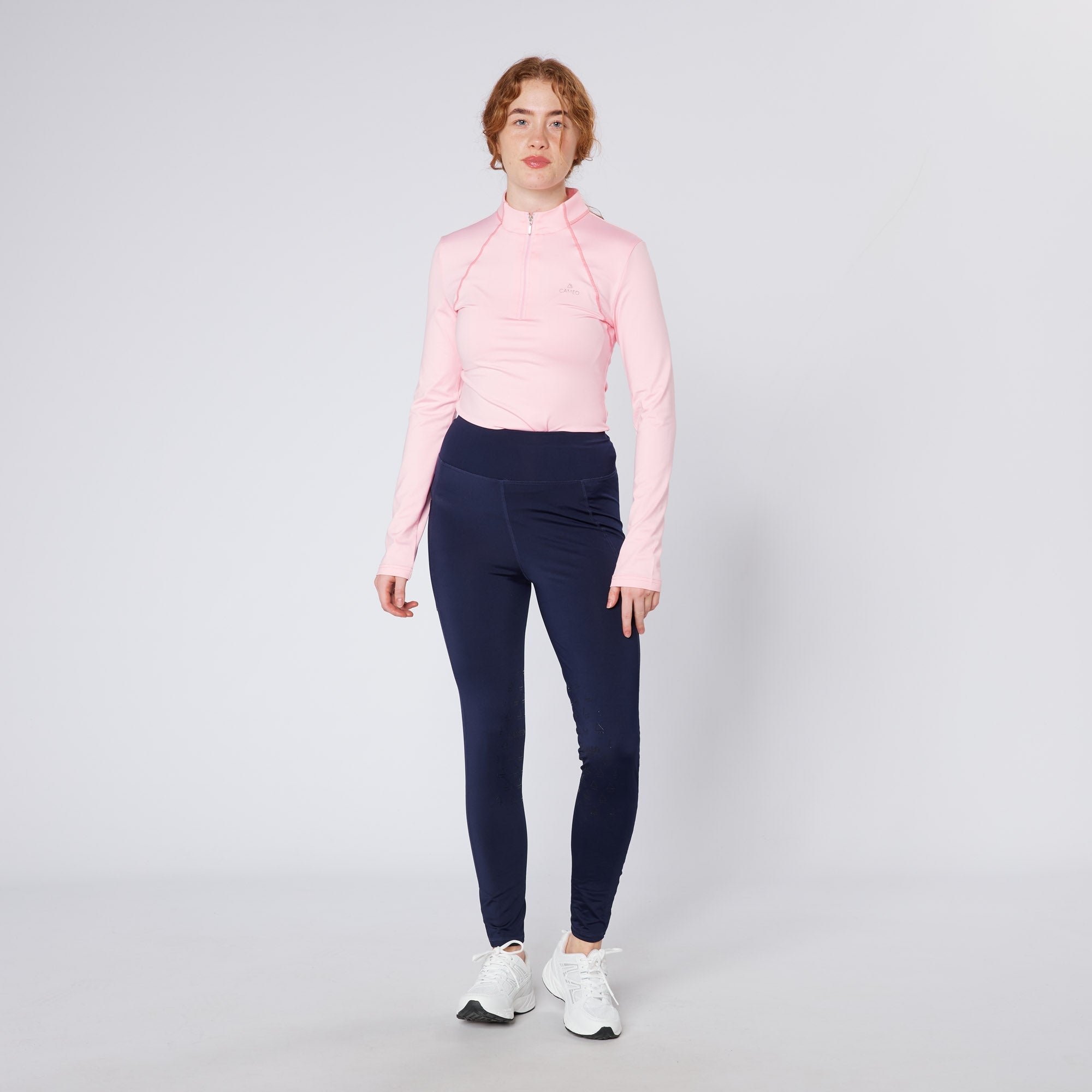 Cameo Pale Pink Baselayer: Ladies Riding Baselayer, Equestrian Top, CameoTech 4-way Stretch, Equestrian Clothing