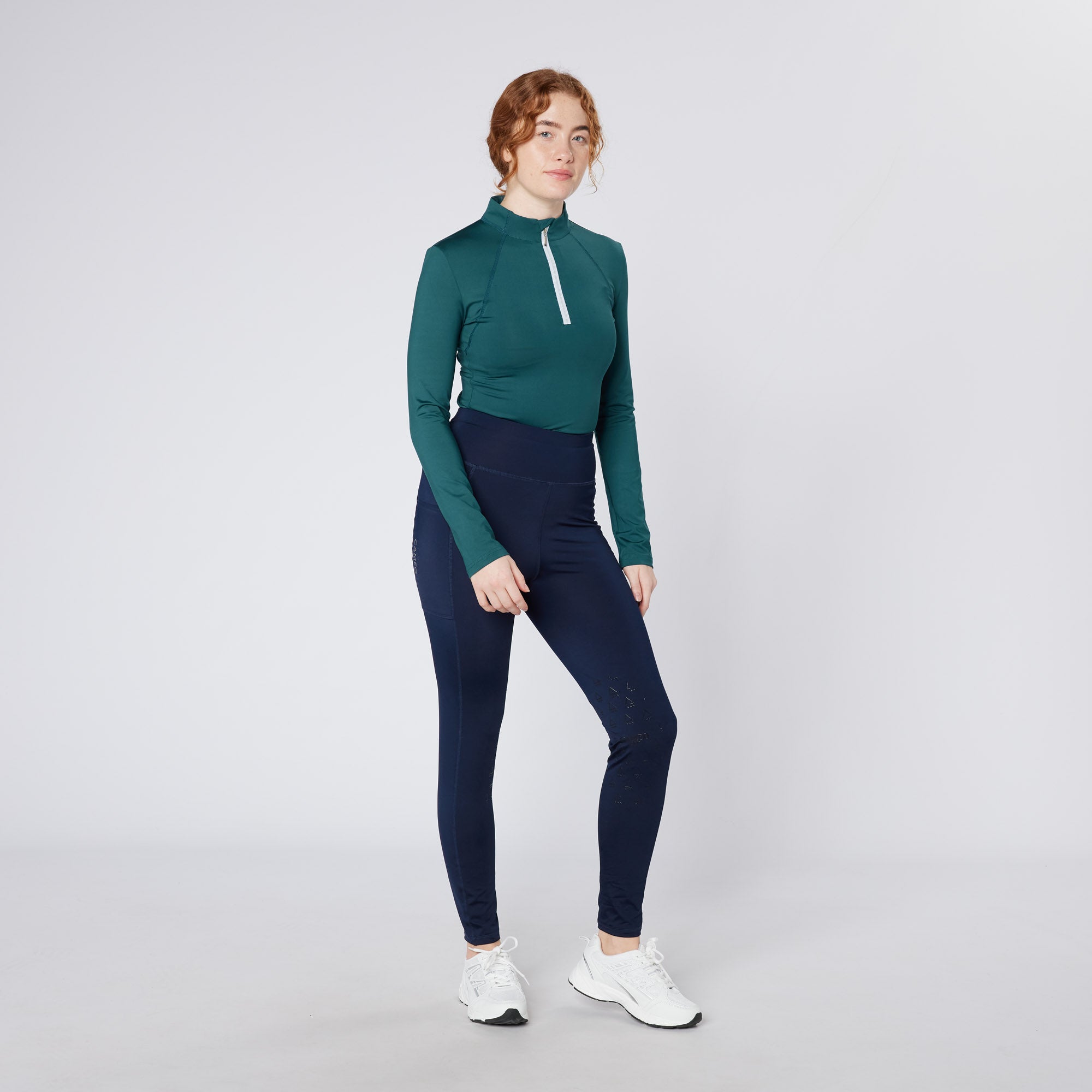 CAMEO BASELAYER TEAL: Ladies Riding Baselayer, Equestrian Apparel, Long Sleeve Top, CameoTech fabric