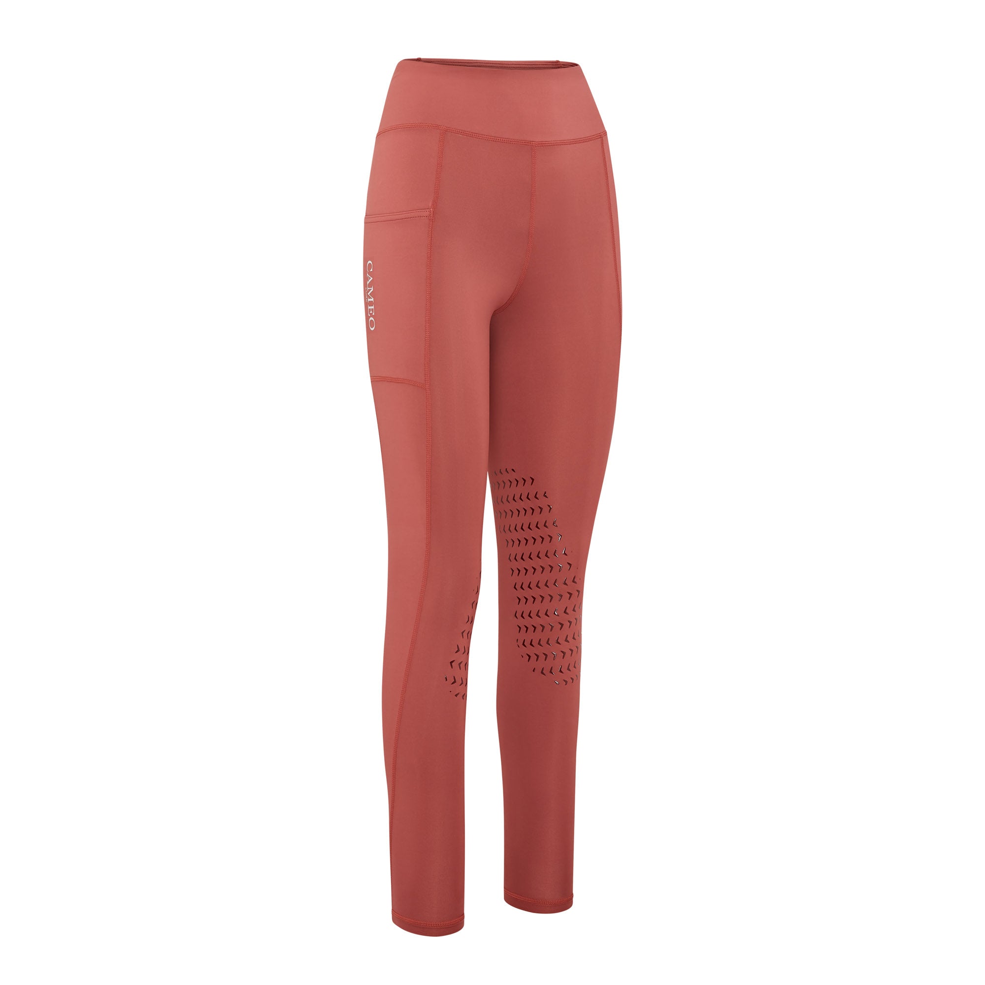 CAMEO Core Collection Terracotta Riding Tights | Ladies Equestrian Apparel with Phone Pocket & Silicone Knee Grip