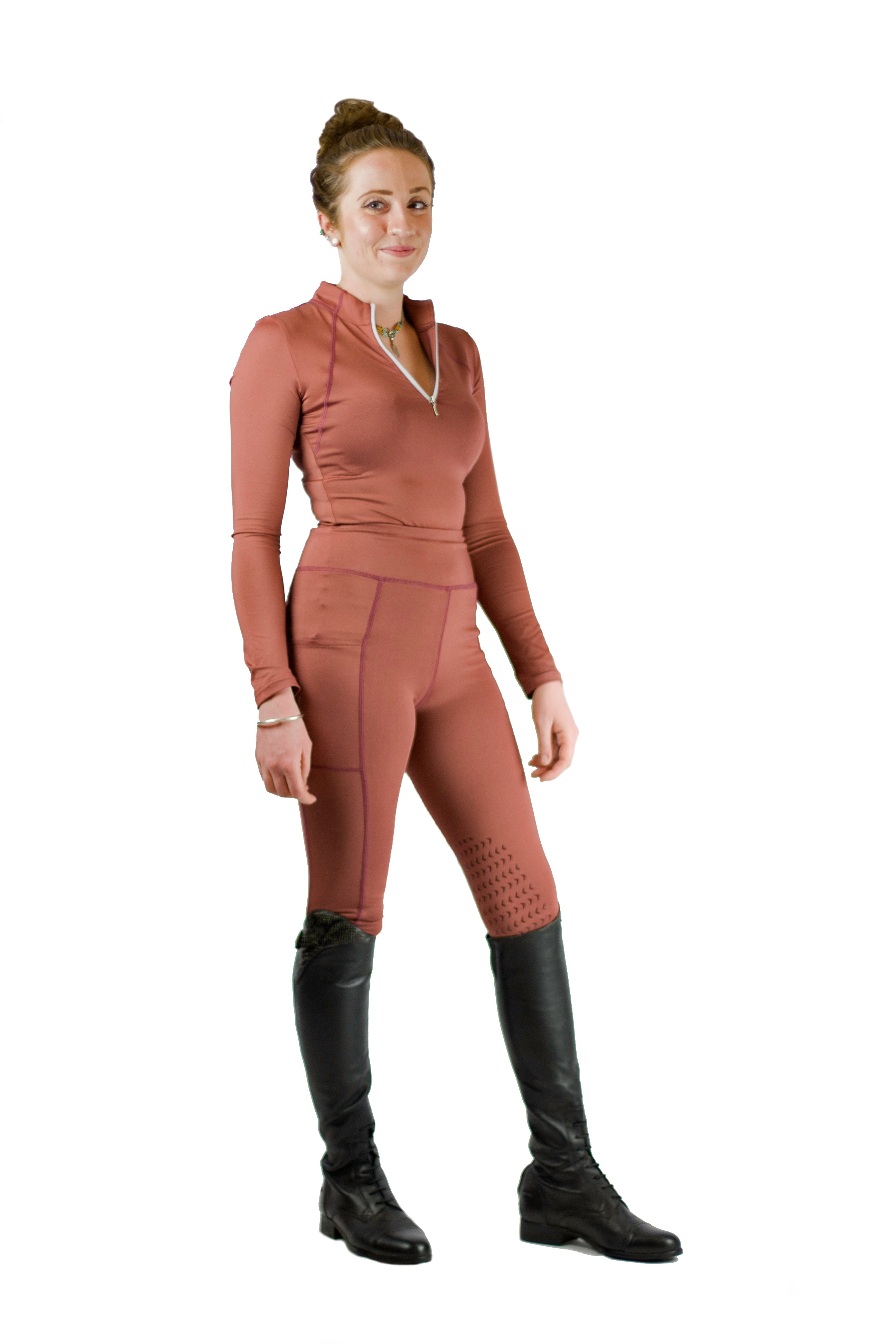 CAMEO Core Collection Terracotta Riding Tights for Women | Equiflair: Equestrian Leggings with Grip & Phone Pocket