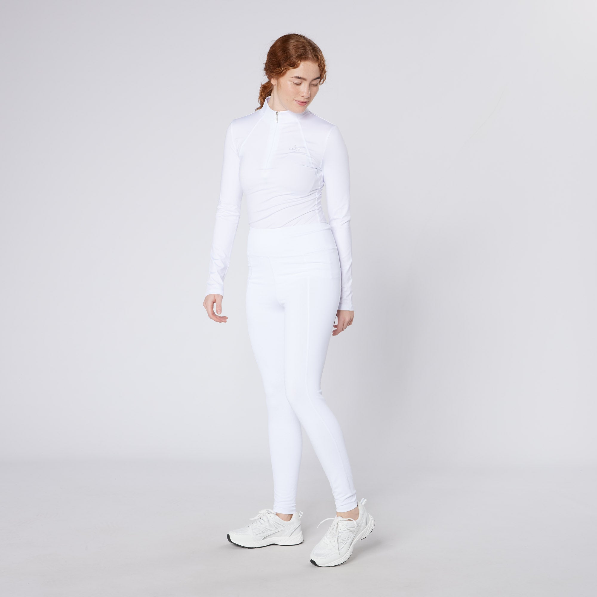 CAMEO Core Collection White Riding Tights: Equestrian Apparel for Women - CameoGrip Knee, Phone Pocket, 4-Way Stretch Technical Fabric.