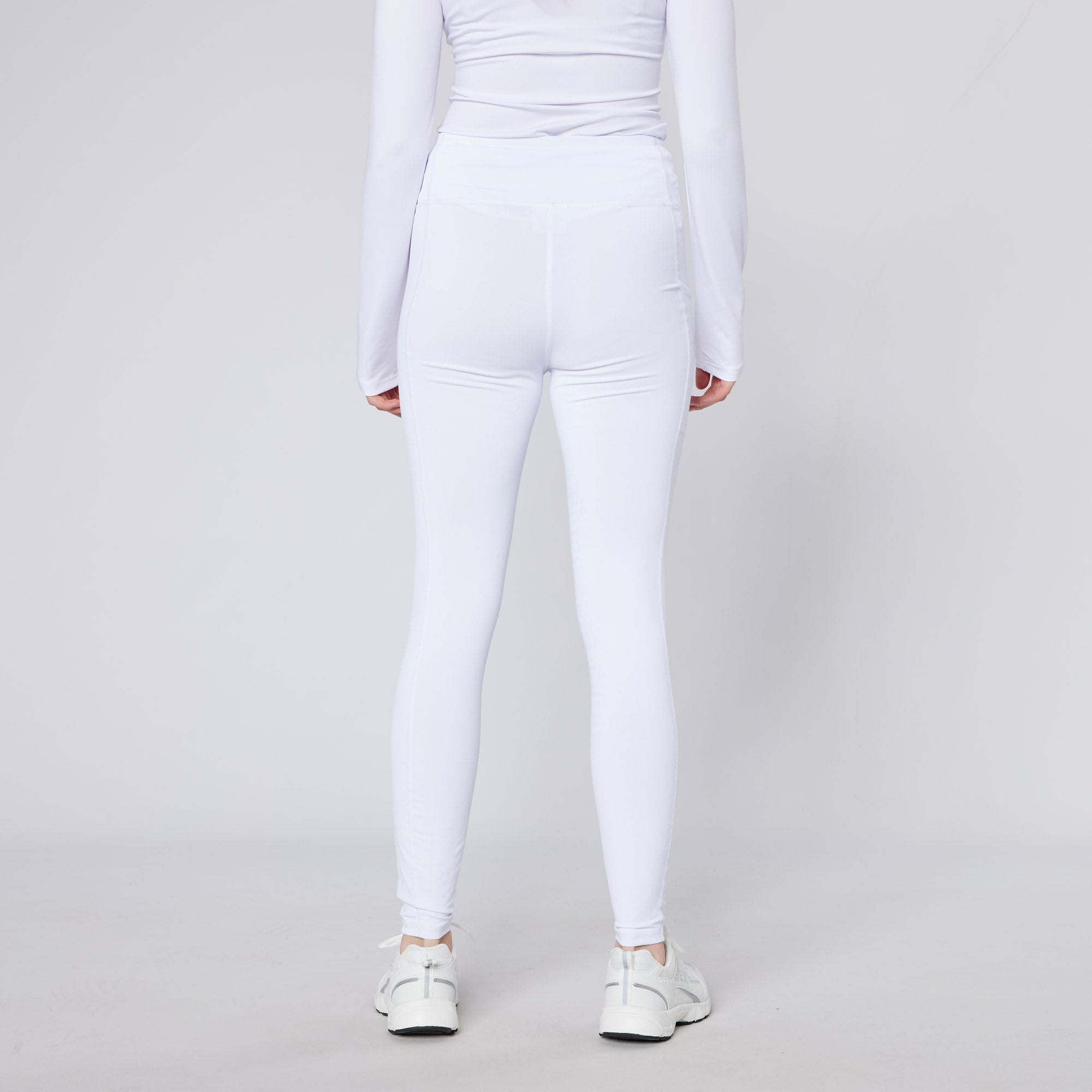 White CAMEO Core Collection Riding Tights - Equiflair ladies equestrian leggings with phone pocket & silicone knee grip.