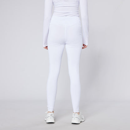 White CAMEO Core Collection Riding Tights - Equiflair ladies equestrian leggings with phone pocket & silicone knee grip.