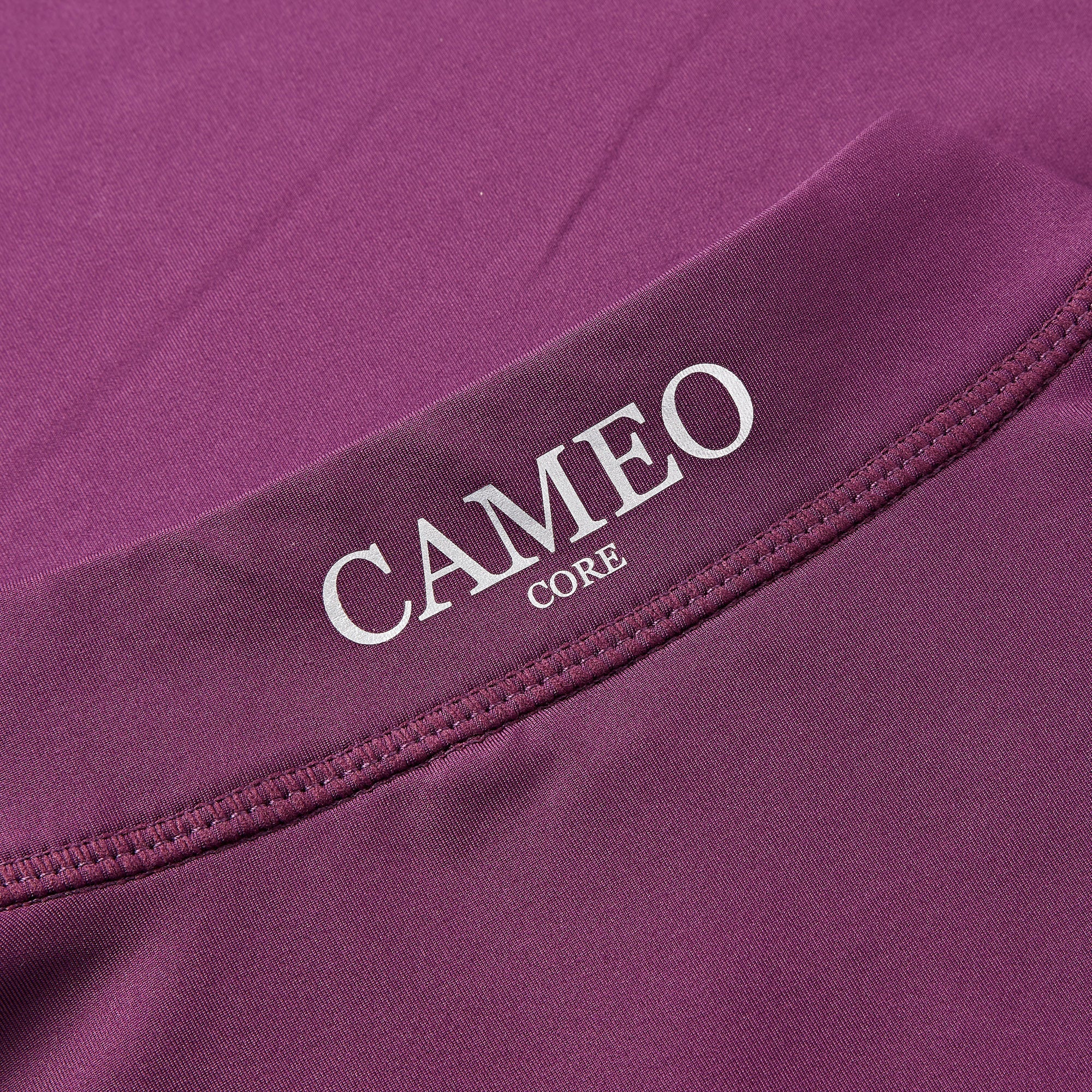 CAMEO CORE Aubergine Baselayer: Women's Purple Riding Baselayer with Logo Detail - Equestrian Activewear