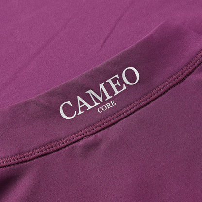 CAMEO CORE Aubergine Baselayer: Women's Purple Riding Baselayer with Logo Detail - Equestrian Activewear