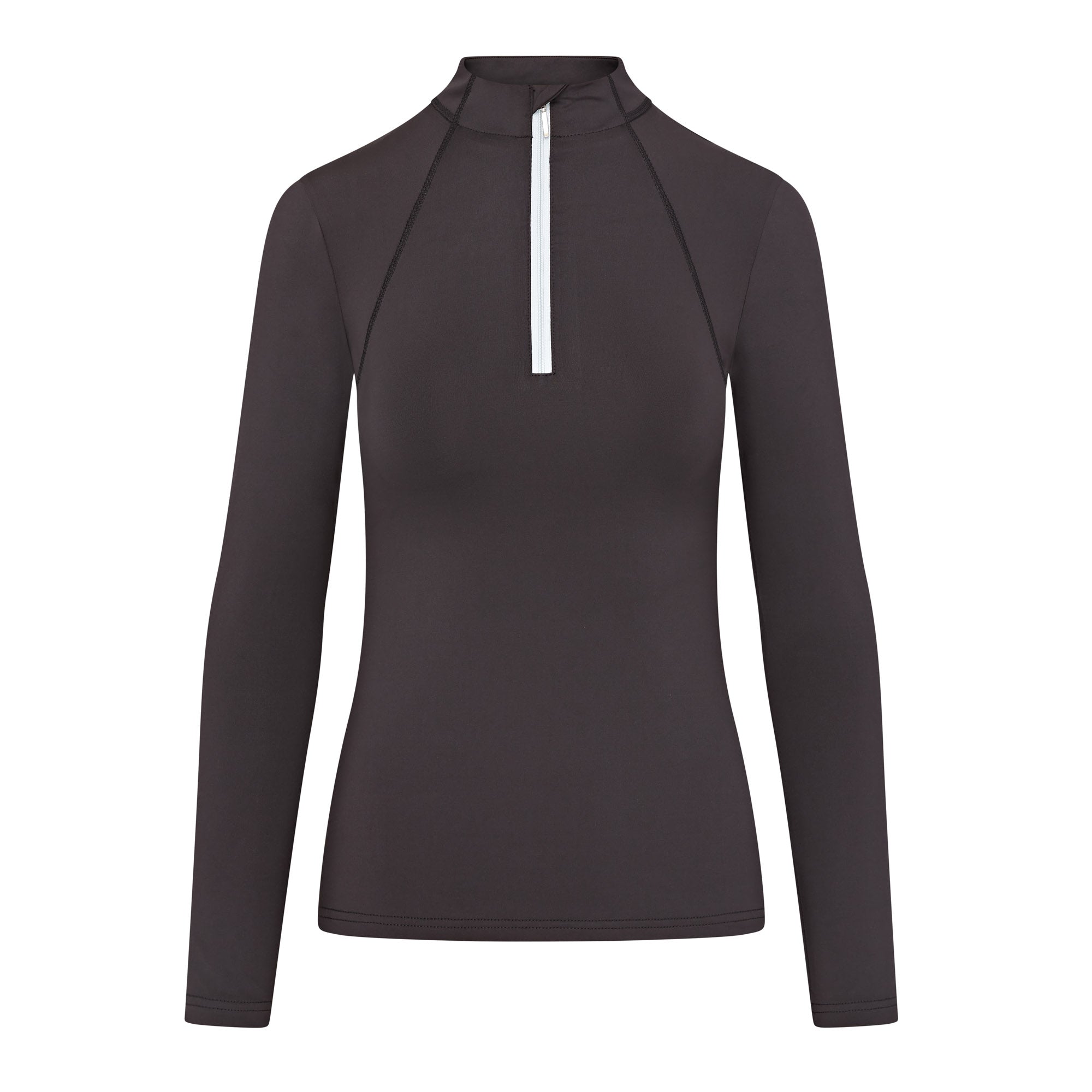 Equiflair CAMEO Black Riding Baselayer - Ladies Long Sleeve Equestrian Top with Quarter Zip