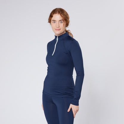CAMEO BASELAYER NAVY: Ladies Riding Baselayer, Comfortable CameoTech Fabric, Equiflair Equestrian Apparel