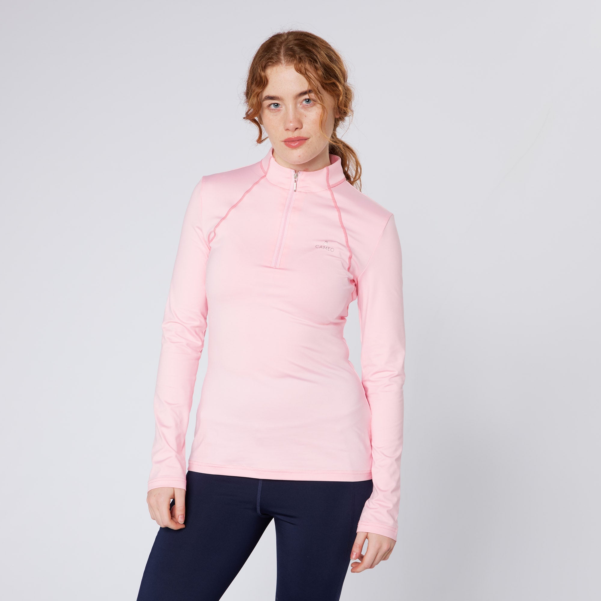 Ladies Riding Baselayer Pale Pink - CAMEO Equestrian Top - Comfortable Equestrian Apparel