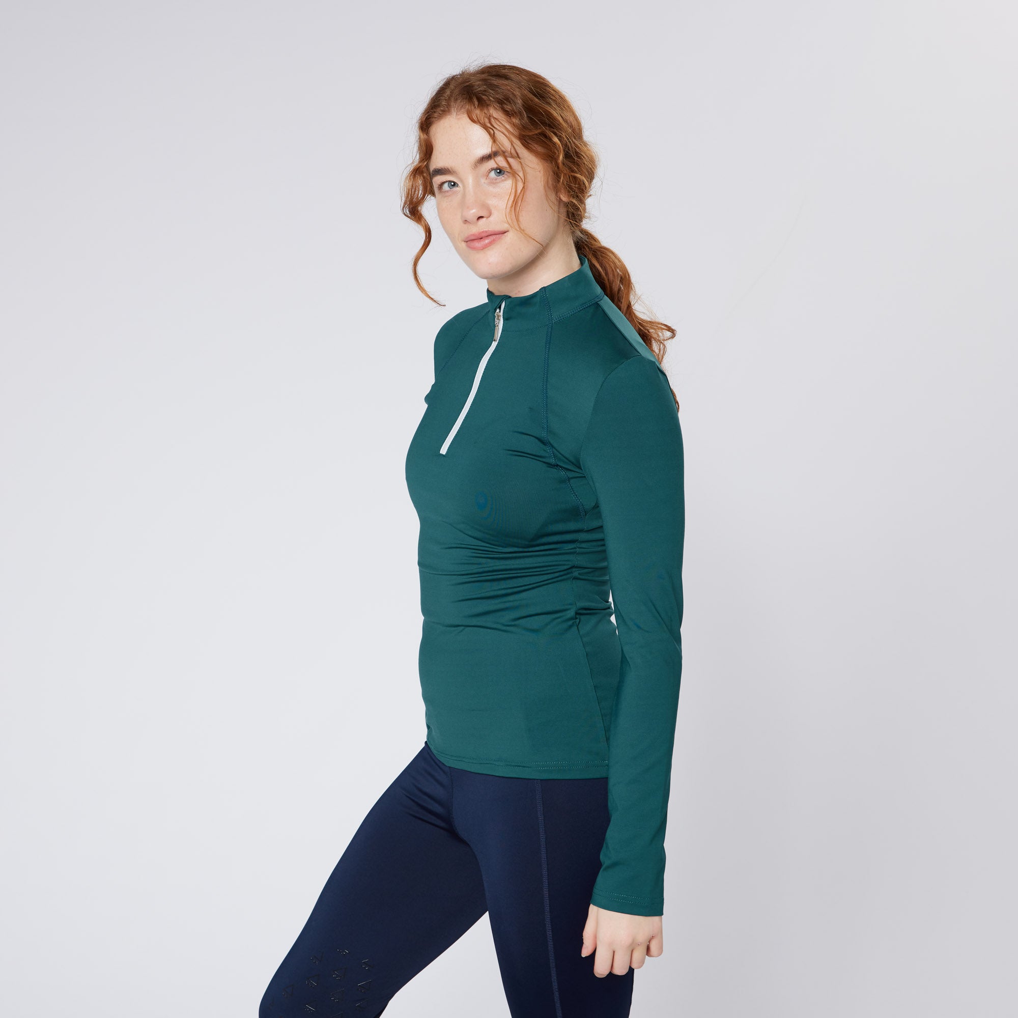 Teal Equestrian Baselayer & Navy Leggings | Women's Riding Apparel | Comfortable & Performance Ready
