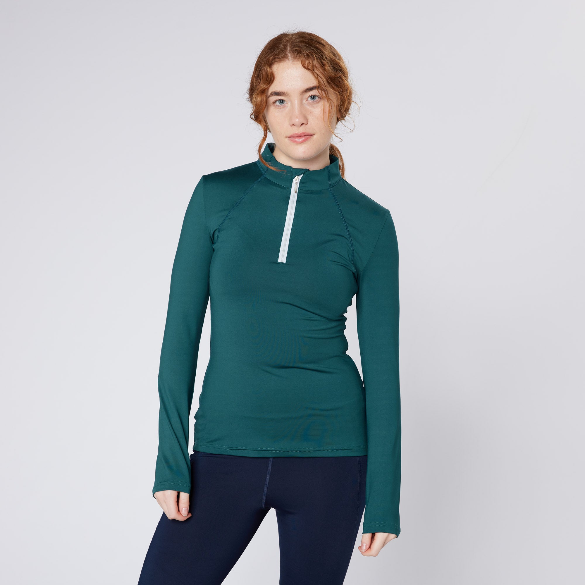 Equiflair Cameo Teal Base Layer: Ladies Long Sleeve Equestrian Riding Shirt