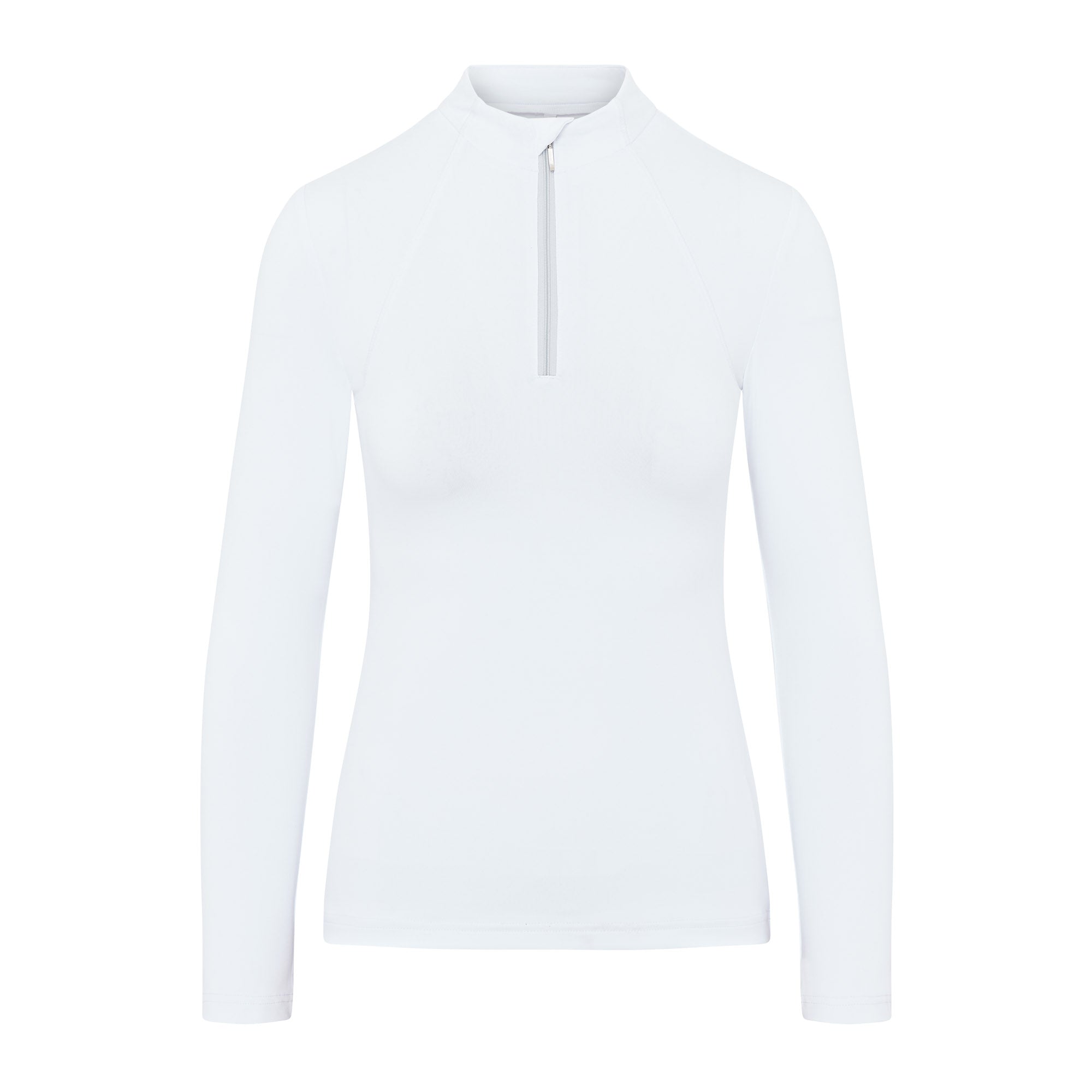 White Ladies Equestrian Baselayer Long Sleeve Quarter Zip Riding Shirt Equiflair