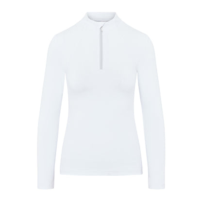 White Ladies Equestrian Baselayer Long Sleeve Quarter Zip Riding Shirt Equiflair