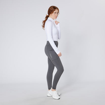 Equiflair CAMEO Core Collection Riding Tights - Dark Grey Ladies Equestrian Leggings with Phone Pocket