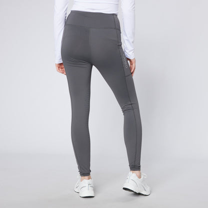 Cameo Core Dark Grey Riding Tights: Equestrian Leggings with Silicone Knee Grip & Phone Pocket for Horse Riding Comfort