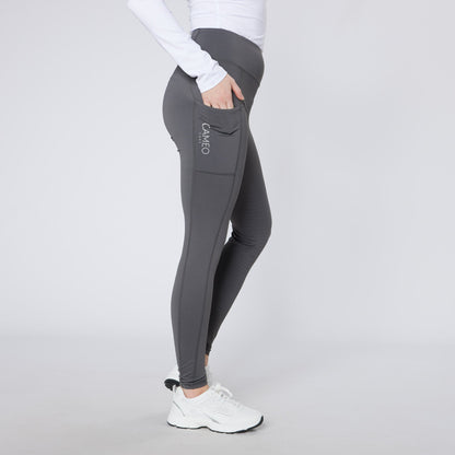 Cameo Core Collection Riding Tights - Dark Grey Equestrian Leggings with Phone Pocket & Knee Grip - Buy at Equiflair