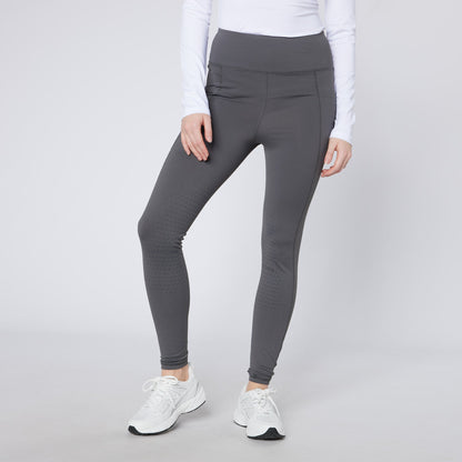 Cameo Core Dark Grey Riding Tights - Ladies Equestrian Leggings with Silicone Grip & Phone Pocket | Equiflair