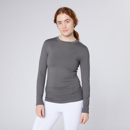 CAMEO PERFORMANCE BASELAYER CHARCOAL: Equestrian Baselayer Top for Riding, Long Sleeve