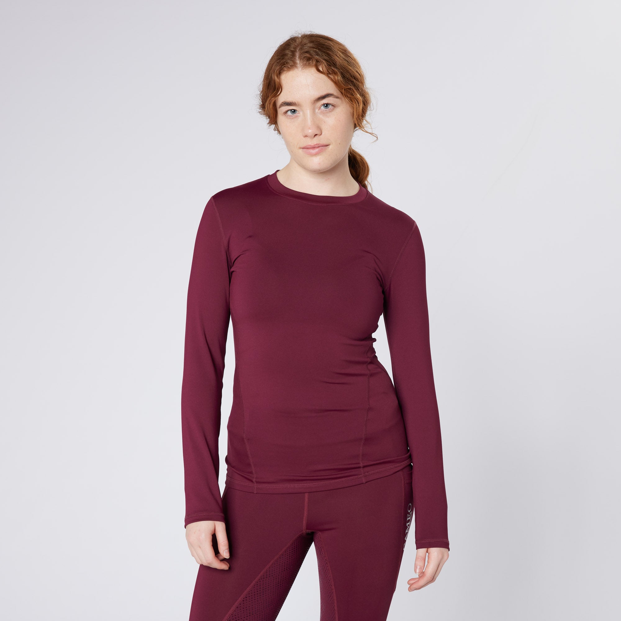 Cameo Performance Baselayer Plum - Equestrian Long Sleeve Shirt Riding Apparel