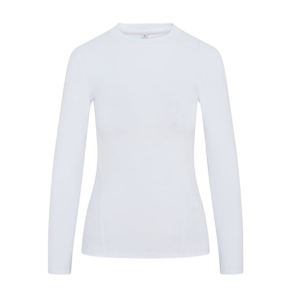 Equiflair Performance Baselayer: White Long Sleeve Equestrian Riding Top - Moisture Wicking CameoTech