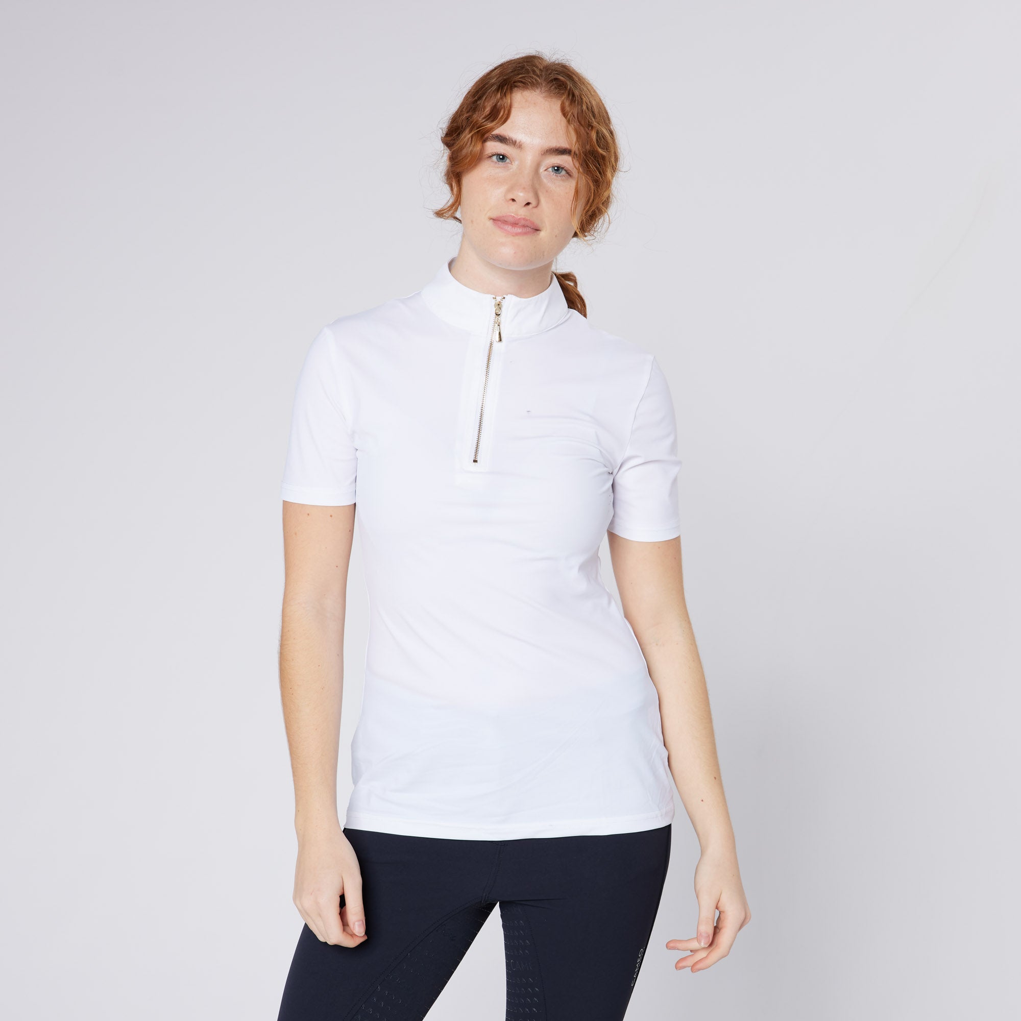 Equiflair CAMEO PERFORMANCE Competition White Short Sleeve Shirt. Premium Riding Apparel.
