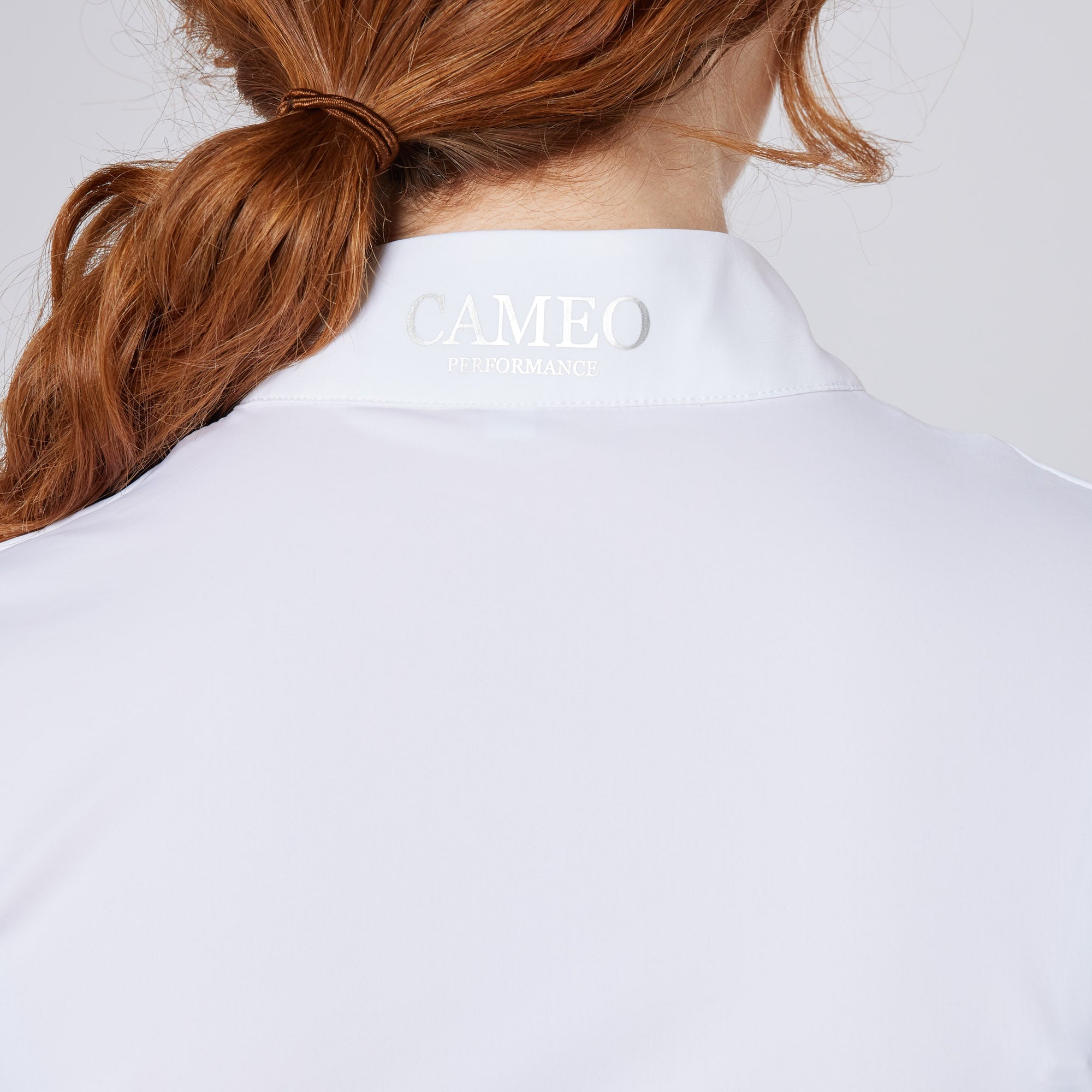 CAMEO PERFORMANCE White Competition Shirt Back View - Stylish Equestrian Apparel for Women