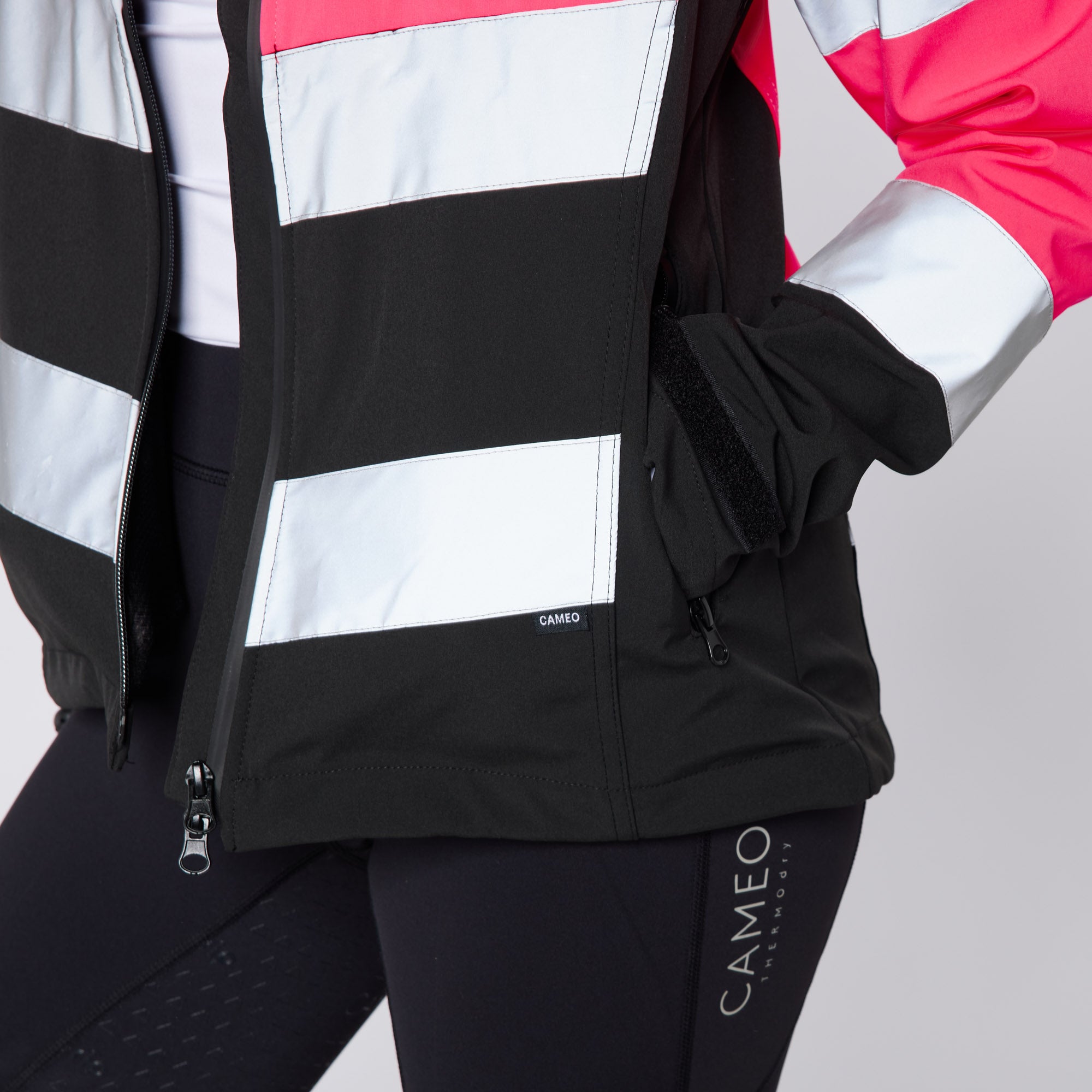 CAMEO Hi Viz Riding Jacket Pink: Water Repellent, Reflective Safety Gear