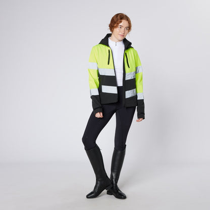 Equiflair CAMEO Hi Viz Riding Jacket Yellow: Water Repellent, Reflective Safety Equestrian Apparel