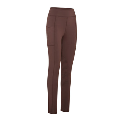 CAMEO Winter Riding Tights - Brown Equestrian Leggings with Silicone Knee Grip & Thermal Fabric for Cold Weather Riding
