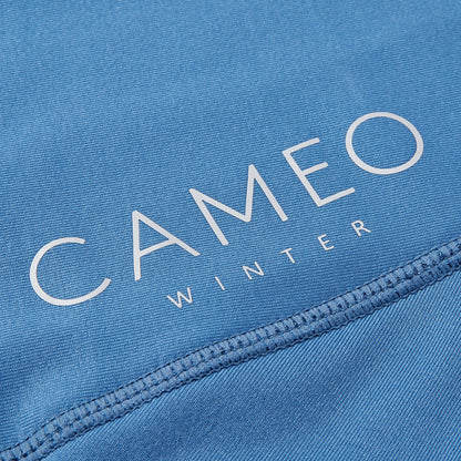 CAMEO Winter Riding Tight Blue: Thermal equestrian leggings with silicone knee grip & phone pocket.