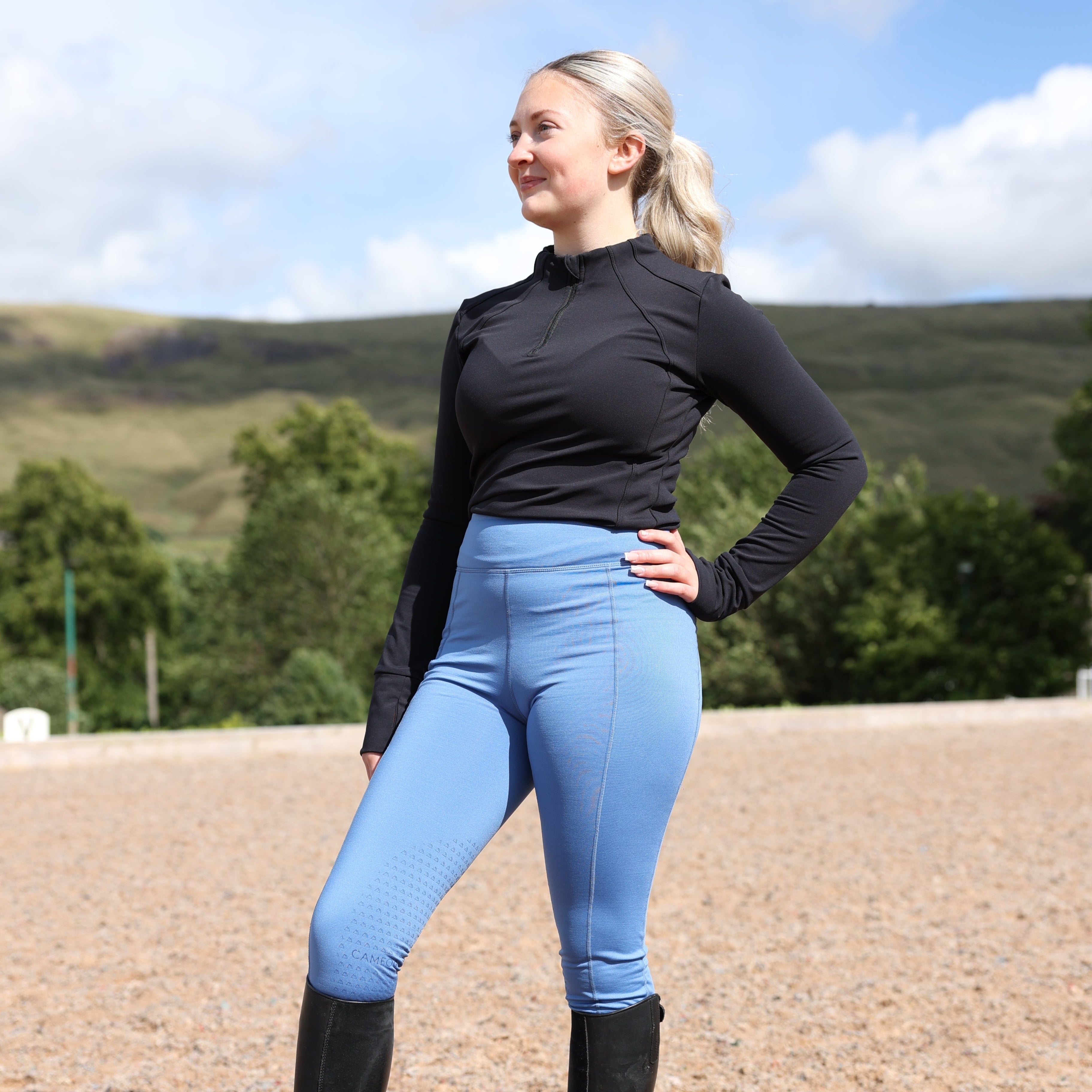 CAMEO Winter Riding Tight Blue: Thermal Equestrian Leggings with CAMEO Grip from Equiflair