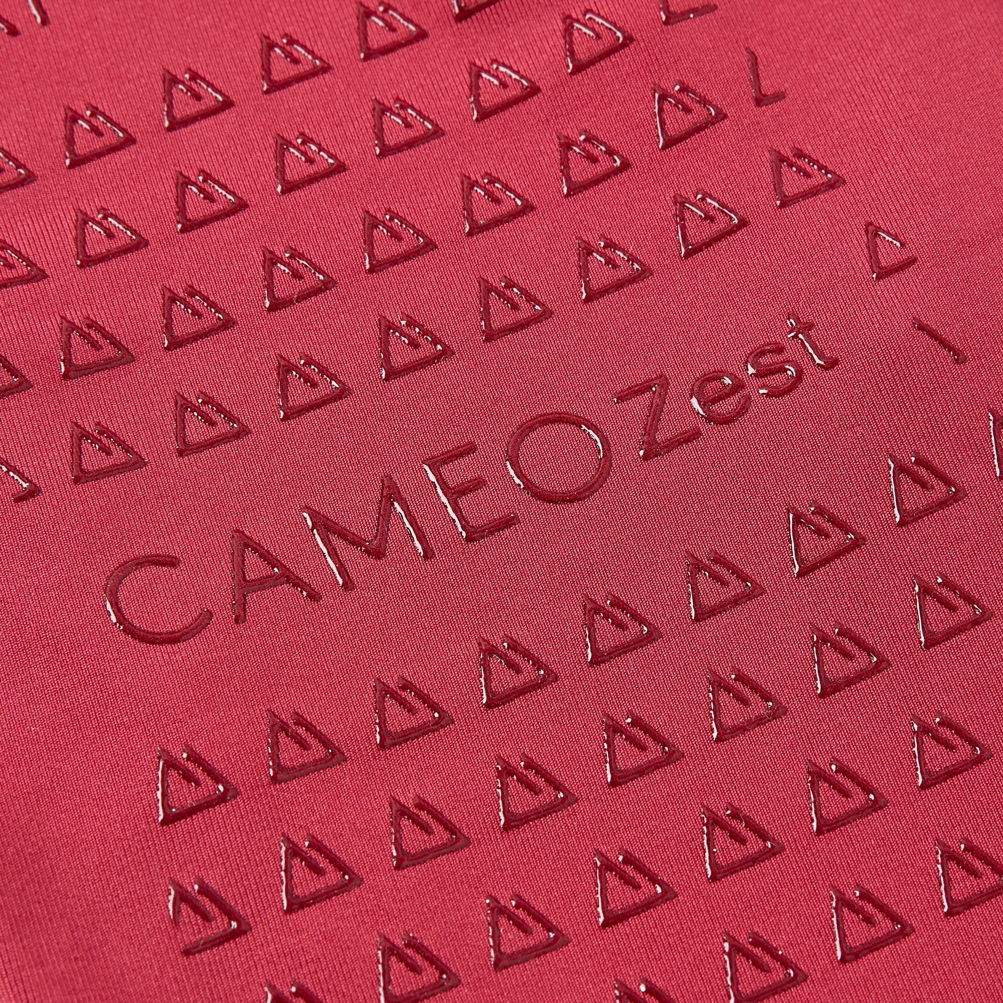 Cameo Zest Junior Riding Tights - Red Pattern, Silicone Seat - Equiflair