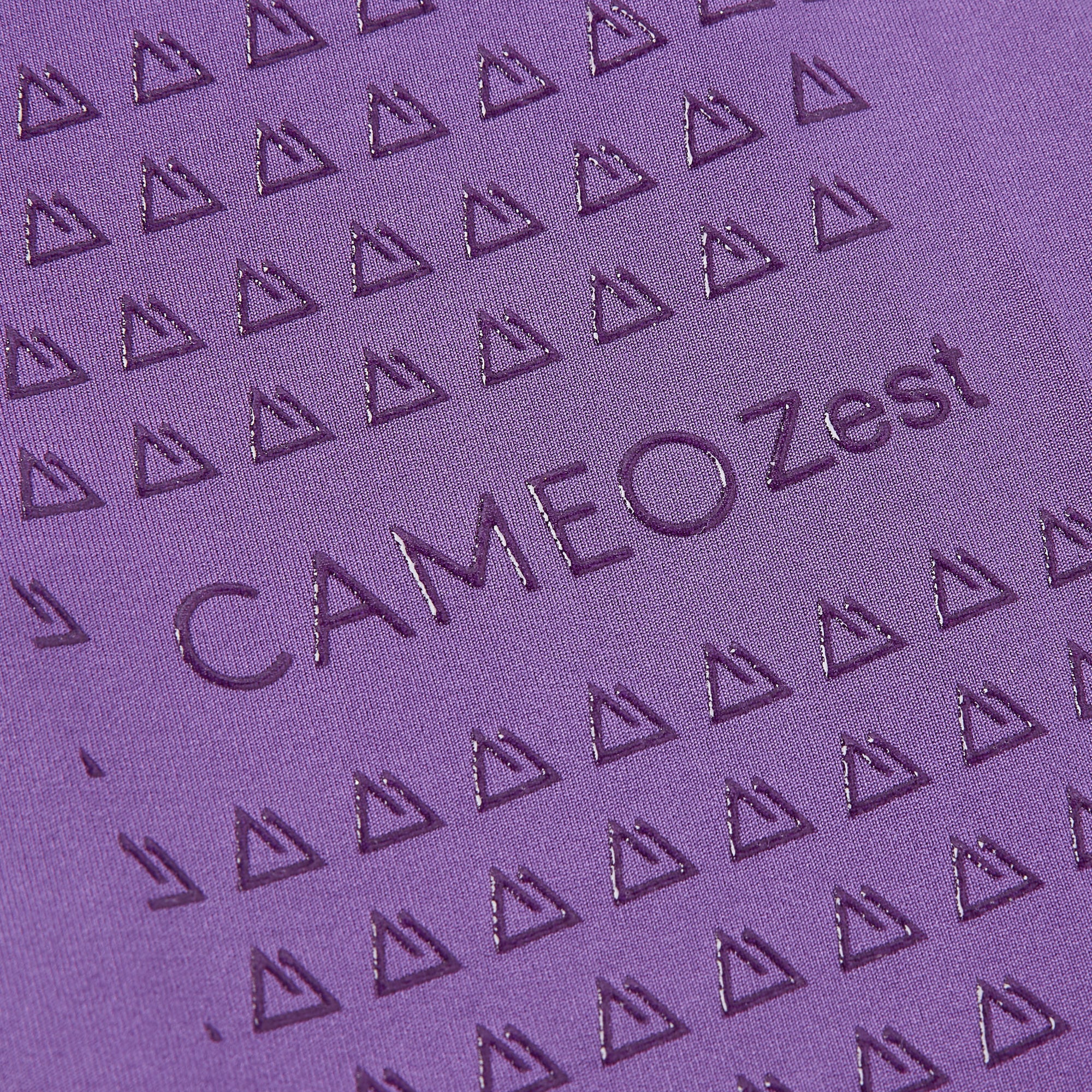 Close up: CAMEO Zest junior riding tights with triangle grip pattern. Performance equestrian apparel from Equiflair.