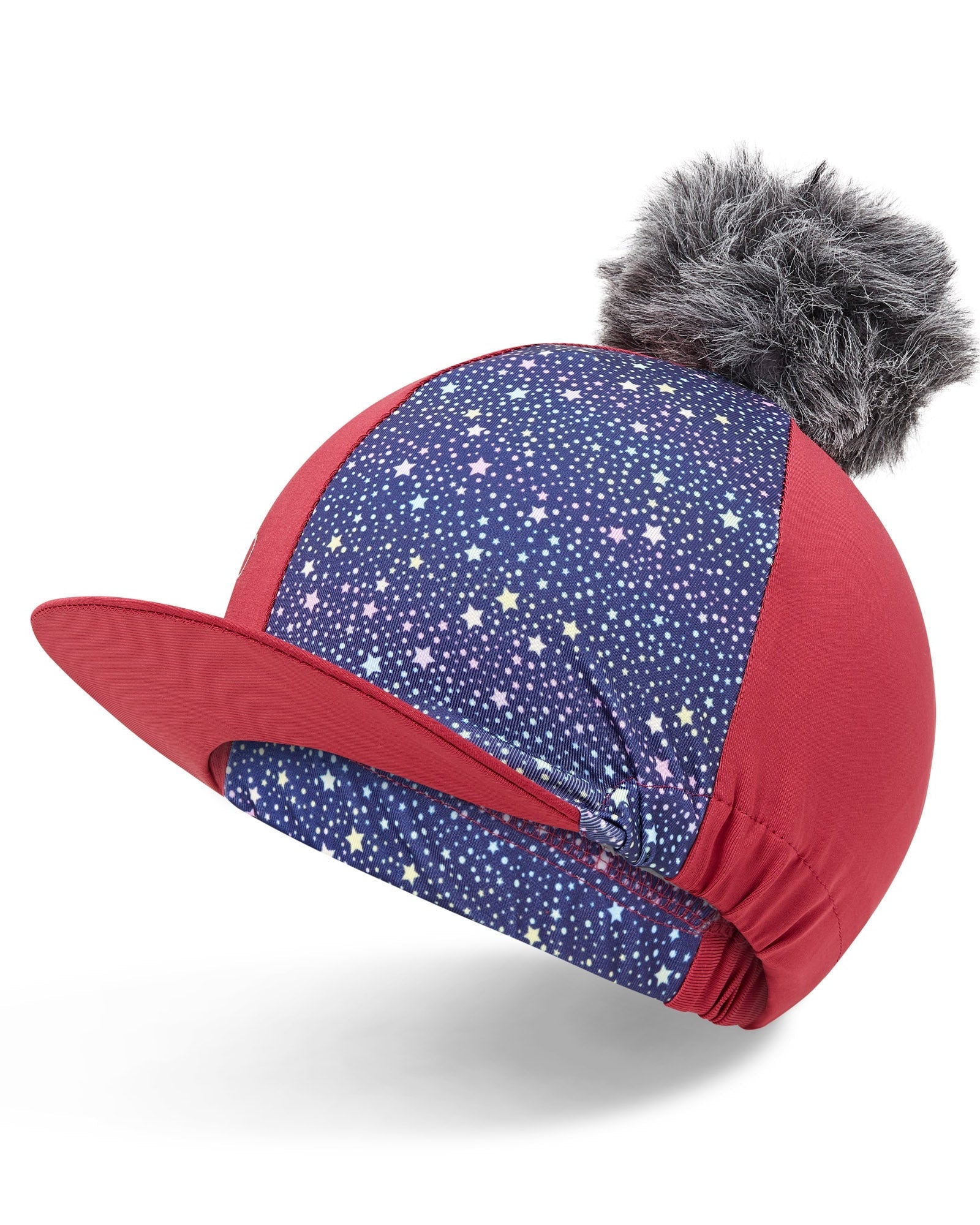 Cameo Zest Berry Stars Hat Silk with Pom Pom - Equiflair Riding Hat, Horse Riding Headwear