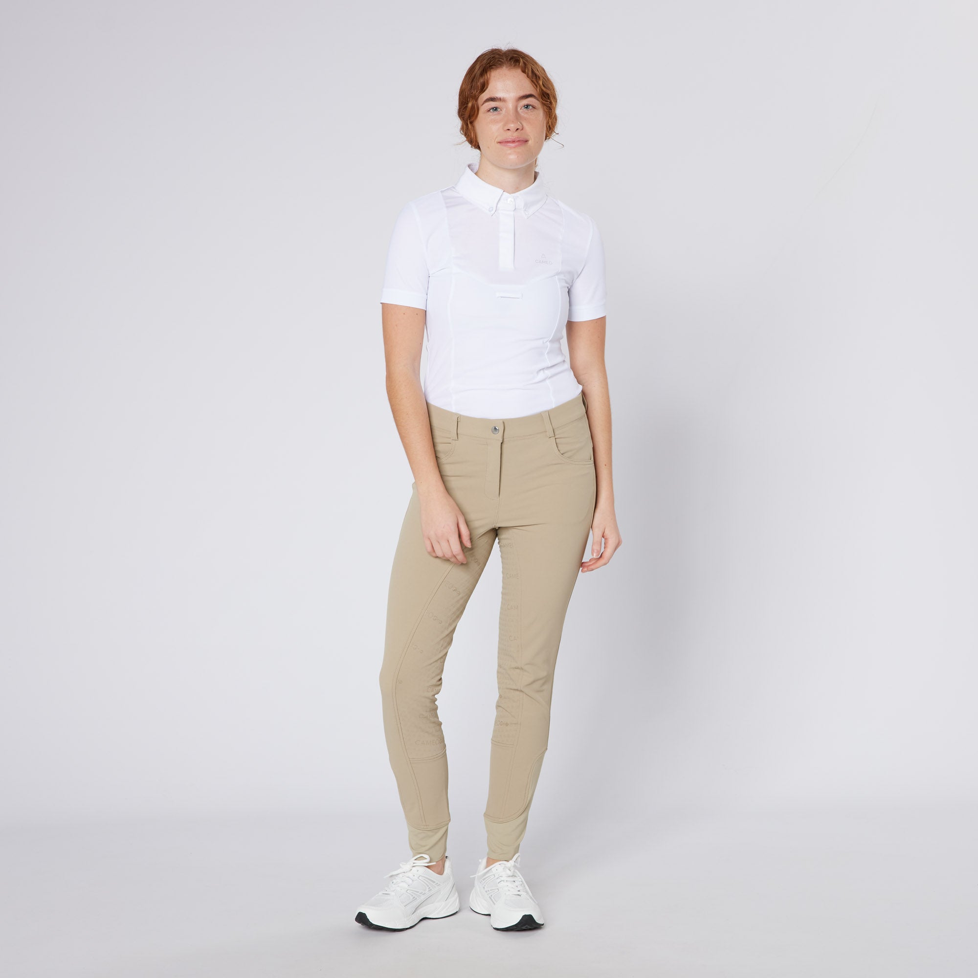 CAMEO CLASSIC SHOWSHIRT WHITE - Equiflair Show Shirt, Women's Short Sleeve Equestrian Apparel