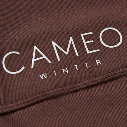 Cameo Winter Riding Tights - Brown Equestrian Apparel. Warm, comfortable thermal tights with silicone knee grip and phone pocket.
