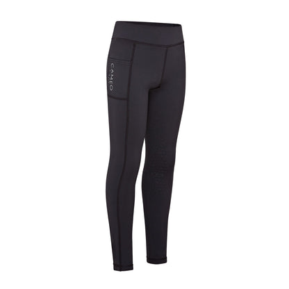 CAMEO JUNIOR WINTER RIDING TIGHT NAVY: Warm navy blue riding leggings with silicone grip & mobile pocket, perfect for winter riding!