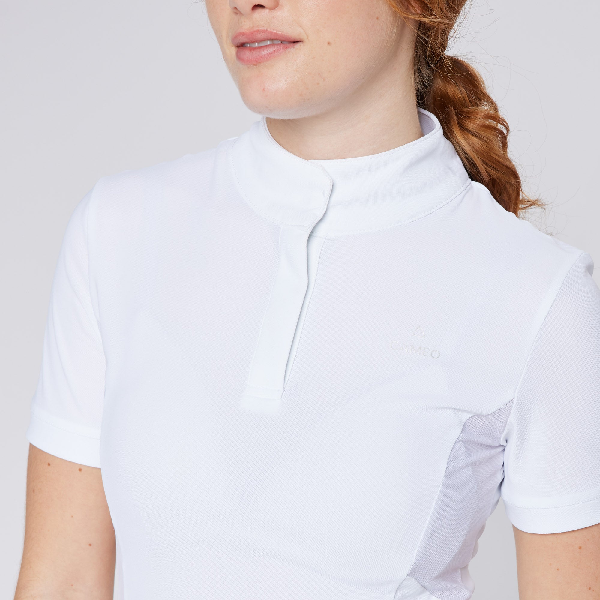 CAMEO Charlotte White Show Shirt - Equiflair Equestrian Competition Top. Breathable, Lightweight, Technical Fabric