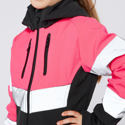 High-Viz Pink Black & White Junior Riding Jacket for Safety | Equiflair
