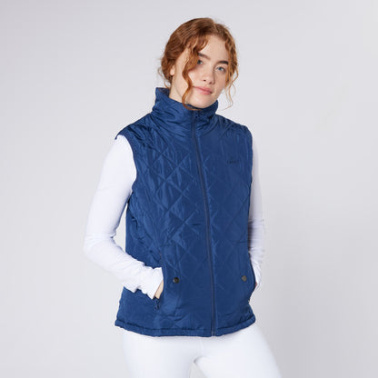 CAMEO All Season Gilet Navy: Women's Equestrian Layering Vest, Water Resistant, Zipper Pockets. Shop Equiflair!