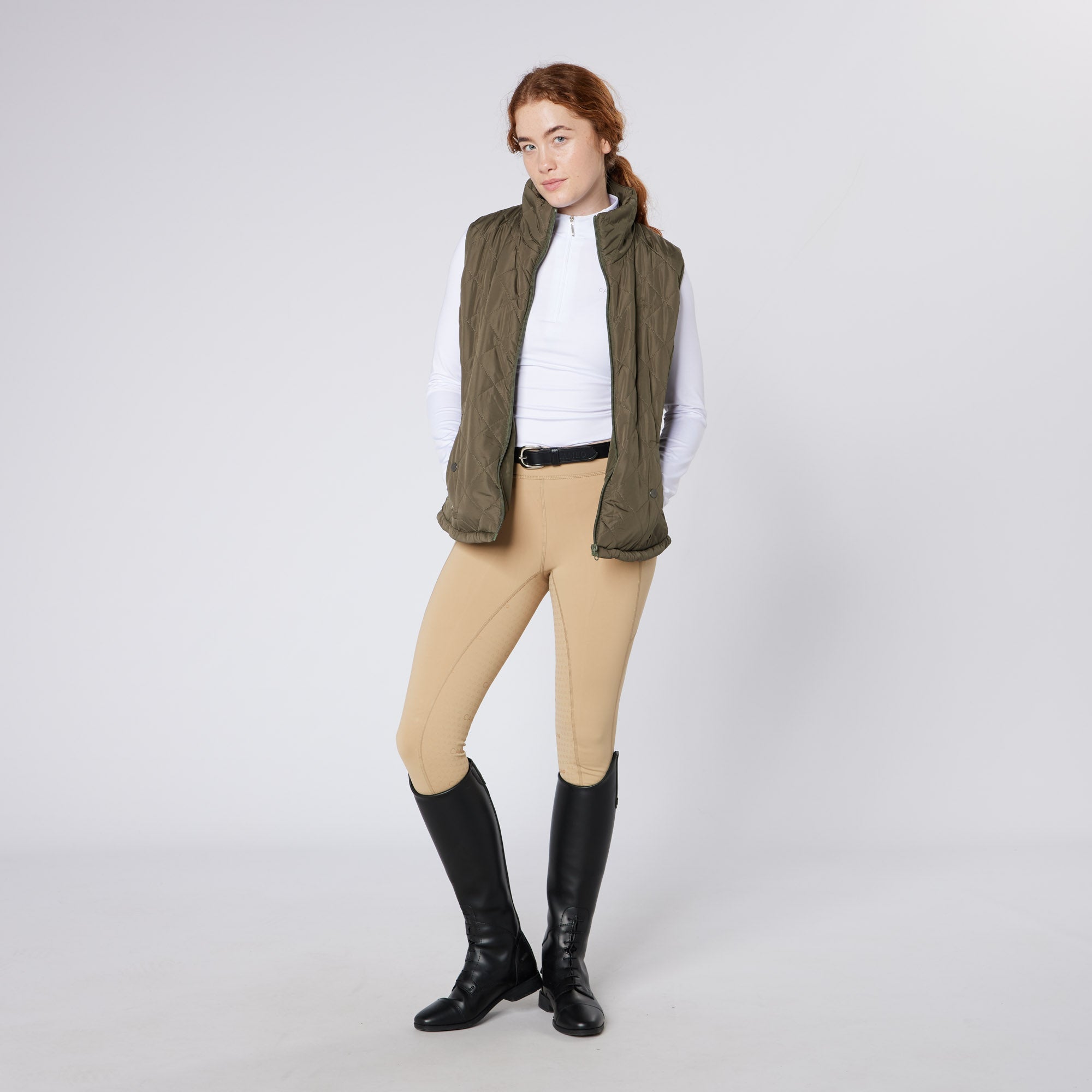 Cameo Equestrian Gilet Olive Green | Ladies Riding Apparel Equiflair