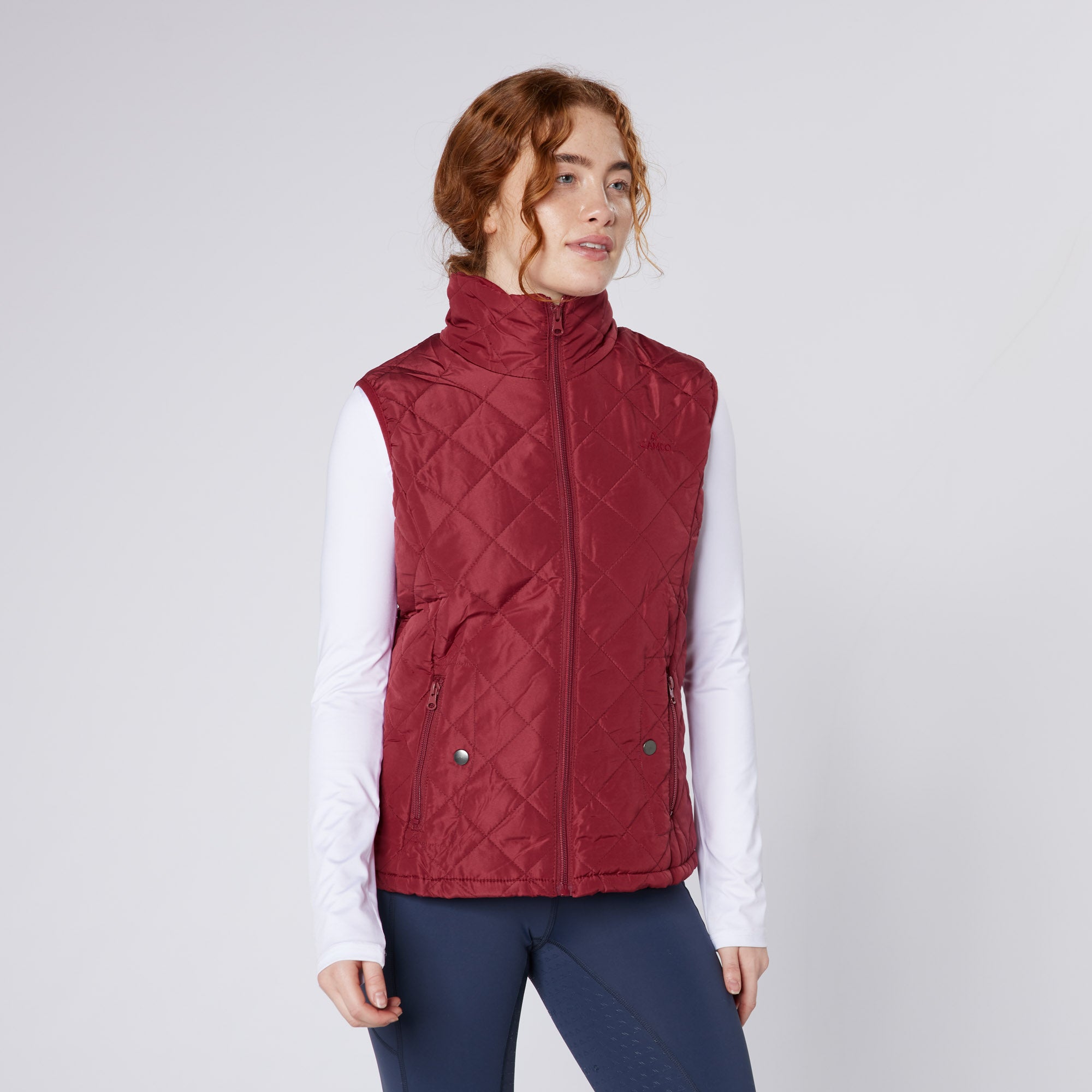 CAMEO Burgundy Gilet for Women | Quilted Equestrian Vest | Water-Resistant Outerwear