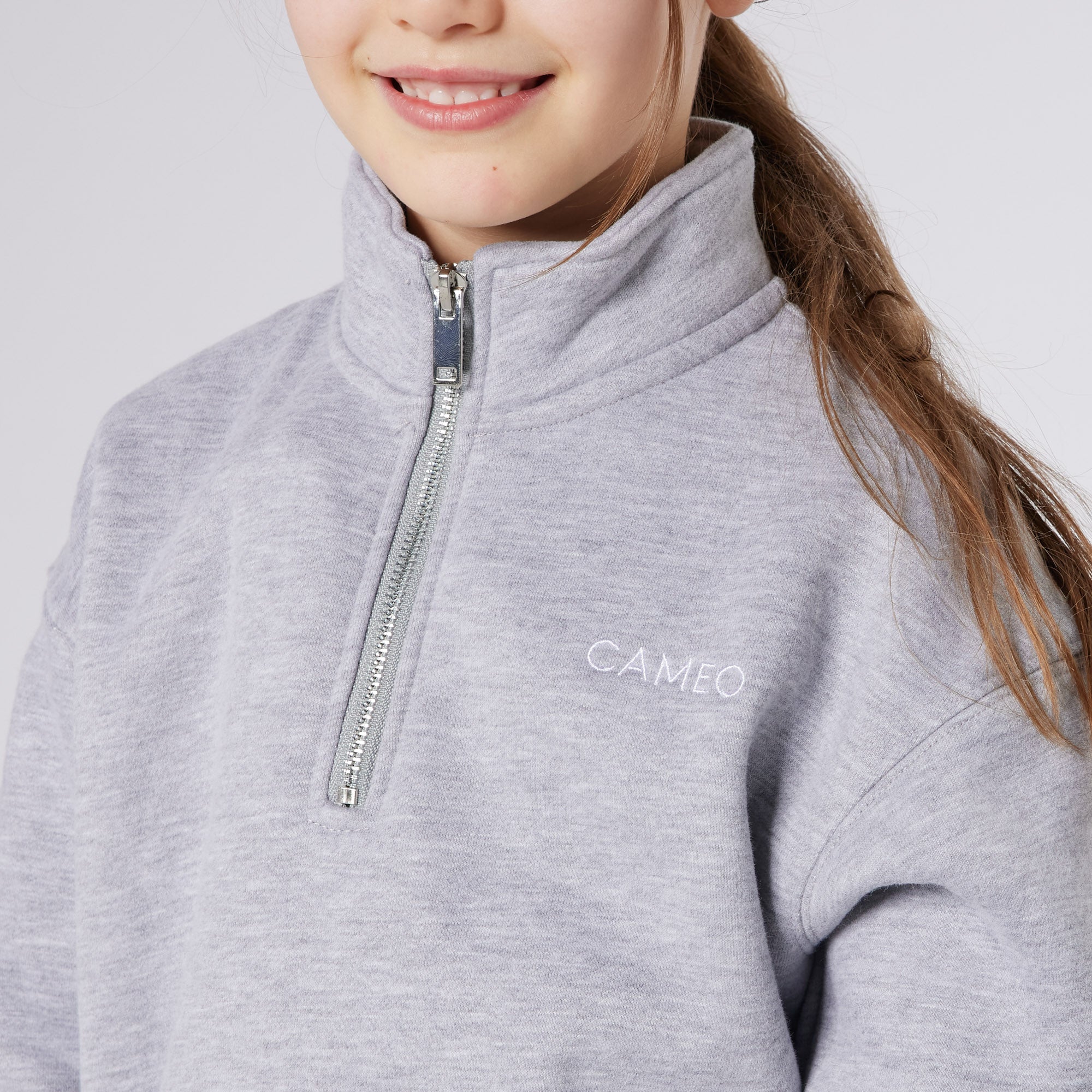 CAMEO Junior Grey Mid Layer Sweatshirt Quarter Zip by Equiflair - Comfortable Girls Activewear