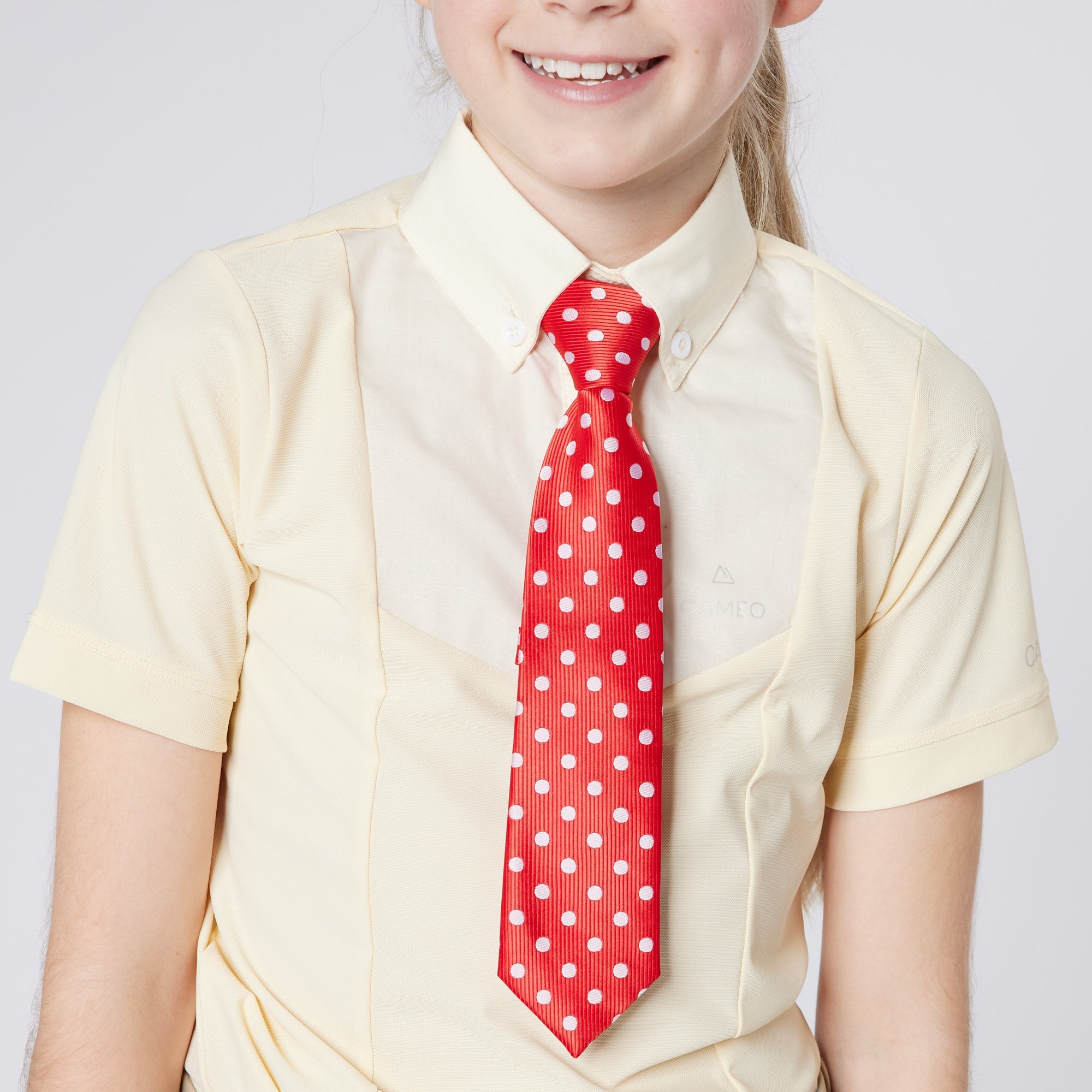 CAMEO JUNIOR CLASSIC SHOW SHIRT YELLOW. Premium technical fabric, breathable and lightweight. Equiflair competition shirt.