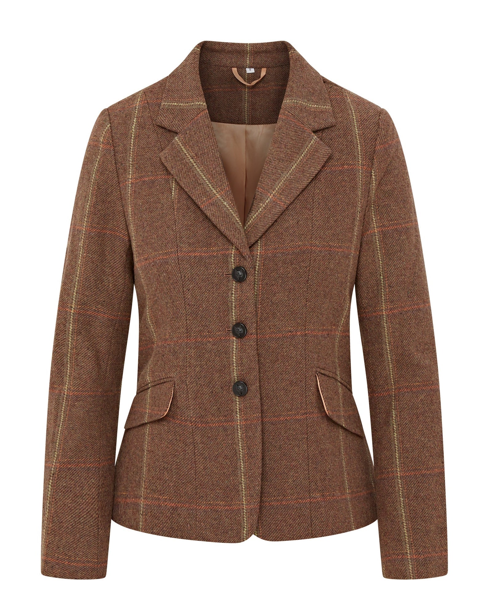 Equiflair CAMEO Tweed Show Jacket Brown - Tailored Riding Coat with Fox Head Buttons